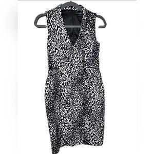 #55h. Marciano by Guess Black White Leopard Print Sheath Dress Size 4